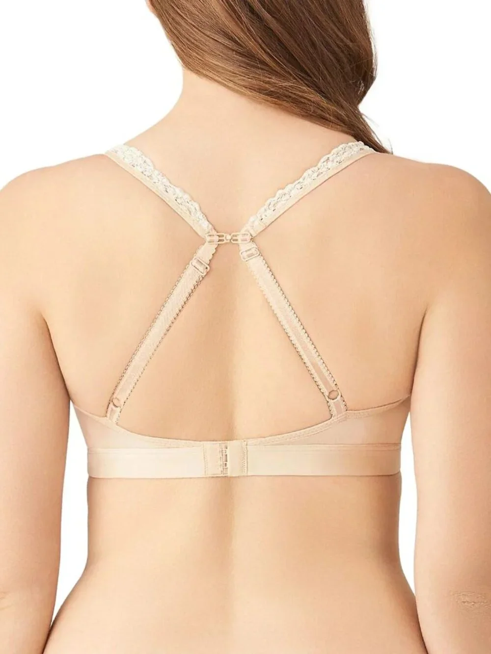 Wacoal Embrace Soft Lace Wireless Bra Beige Size 36 US Delicate Floral Lace Desi